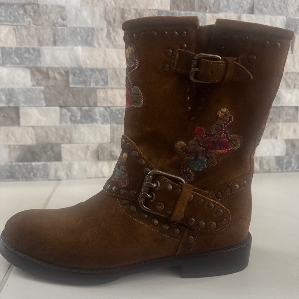 Frye Brown Embroidered Boots 38 - Picture 4 of 6